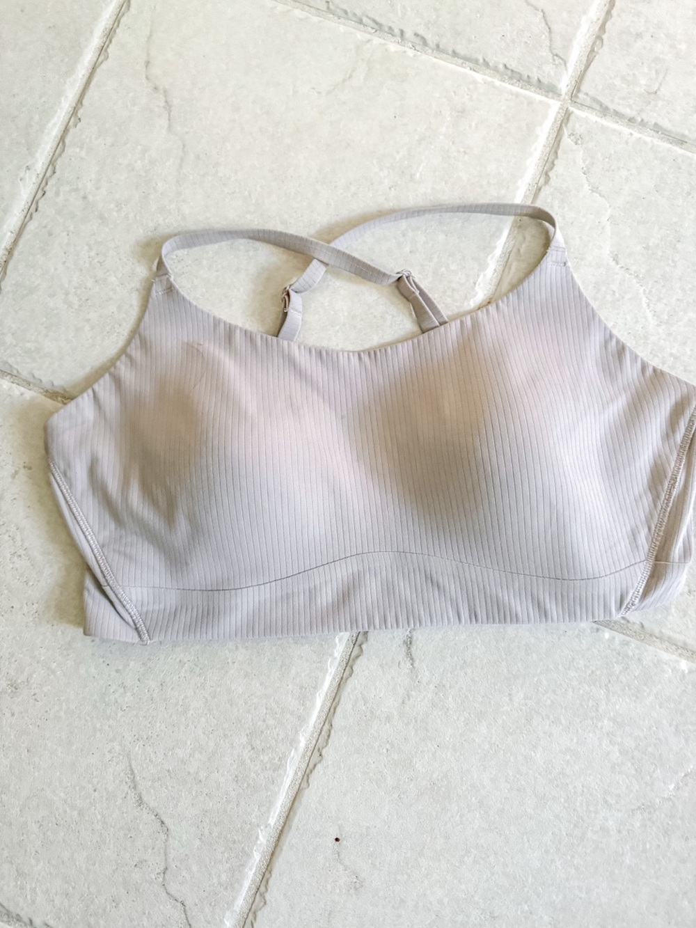 CALIA by Carrie Underwood Light Taupe Ribbed High-Neck Sports Bra